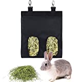 Rabbit hay Feeder Bag,Bunny Guinea Pig,Hay Guinea Pig Hay Feeder, Rabbit Feeder Fabric Bag Feeder Storage Bag (Black)