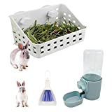 Rabbit Hay Feeder Hay Manger Holder Less Wasted Hay Rack Bunny Hanging Automatic Hay Food Dispense for Bunny Guinea Pig Chinchilla and Other Small Animal 3PCS