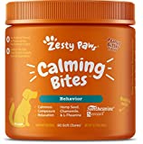 Zesty Paws Calming Chews for Dogs - Composure & Relaxation for Everyday Stress & Separation - with Ashwagandha, Organic Chamomile, L-Theanine & L-Tryptophan  Peanut Butter - 90 Count