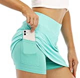 Yopchill Tennis Skirts for Women, Dri-Fit Double Layered Active Skort Misses Lightweight Golf Flexible Waist Flattering Dressy Stretchy Sport Outdoor Performance Outfits Blue L