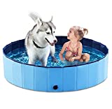 Jasonwell Foldable Dog Pet Bath Pool Collapsible Dog Pet Pool Bathing Tub Kiddie Pool for Dogs Cats and Kids (48inch.D x 11.8inch.H, Blue)