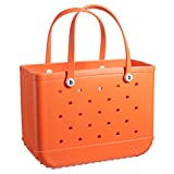 Bogg BAG X Large Waterproof Washable Tip Proof Durable Open Tote Bag for the Beach Boat Pool Sports 19x15x9.5 (X Large, Orange You Glad You Got Bogg)