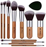 BS-MALL Makeup Brush Set 11Pcs Bamboo Synthetic Kabuki Brush Set Foundation Powder Blending Concealer Eye shadows Blush Cosmetics Brushes with Organizer Bag & Makeup Sponge