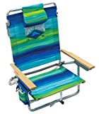 Tommy Bahama 5-Position Classic Lay Flat Folding Backpack Beach Chair, Blue and Green Stripe, 23" x 25.25" x 31.5"