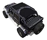 SPIDERWEBSHADE Compatible with Jeep Wrangler 2 Piece - Front and Rear Mesh Shade Top Sunshade UV Protection Accessory USA Made for Your JKU 4-Door (2007-2018) in Black