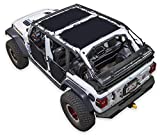 SPIDERWEBSHADE Compatible with Jeep Wrangler 2 Piece Front and Rear Mesh Shade Top Sunshade UV Protection Accessory USA Made for Your JLU 4-Door (2018-current) in Black