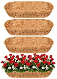 Halatool 4 Pcs 24" Trough Coco Fiber Replacement Liner, Pre-Formed Window Basket Coco Liner, Natural Coconut Coir Planter for Wall Hanging Basket, Window Box, Flower Pot, Fence, Railing