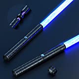 JVMU Lightsaber Type-C Rechargeable Light Saber Double-Edged Sword Alloy Handle 7 Colors with 3 Sound Modes, Children's Day Halloween Christmas Decoration (Black)