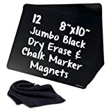 Jumbo Neon Black Dry Erase Whiteboard Magnets by AgilePacks | 8" x 10" Reusable Magnets Plus Magnetic Microfiber Eraser Cloth
