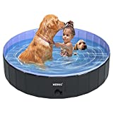 MIDOG Dog Pools for Large Dogs Kid Pools for Backyard Foldable Swimming Pool for Dogs Portable Kiddie Pool Collapsible Hard Plastic Pool for Dogs Kids and Cats (XXL-63'', Black+Blue)