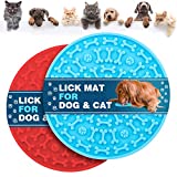 MooonGem Dog Lick Pad, Pet Bathing Distraction Pads, Wall Mounted Silicone Slow Feeder Lick Mat with Strong Suction for Dog Bathing Grooming, 2 Pack