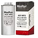 MAXRUN 40+5 MFD uf 370 or 440 Volt VAC Round Motor Dual Run Capacitor for AC Air Conditioner Condenser - 40/5 uf MFD 440V Straight Cool or Heat Pump - Will Run AC Motor and Fan - 5 Year Warranty