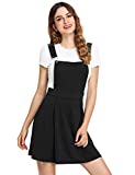 Romwe Women's Cute A Line Adjustable Straps Pleated Mini Overall Pinafore Dress Black L