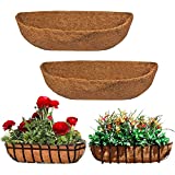 EROCK 2PCS Coco Liner Trough Coco Liner for Planters, 24/30/36/48 inch Half Moon Shape Trough Coco Coir Coconut Fiber Replacement Liner for Window Box, Wall Trough Planter (24inch-2pcs)