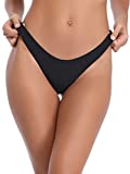 RELLECIGA Women's Black Super Cheeky Brazilian Cut Bikini Bottom Size Small