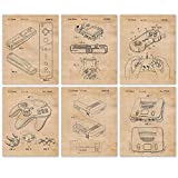 Vintage Video Games Console Controller Patent Prints, 6 (8x10) Unframed Photos, Wall Art Decor Gifts Under 25 for Home Office Garage Man Cave Shop College Student Teacher Comic-Con Movies Gaming Fan