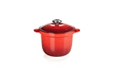 Le Creuset Enameled Cast Iron Rice Pot with Lid & Stoneware Insert, 2.25 qt., Cerise