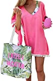 Chalier Bathing Suit Coverups for Women Chiffon Swimwear Bikini Swimsuit Beach Cover Ups,Pink