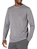 Amazon Essentials Men's Performance Tech Long Sleeve T-Shirt, Medium Grey, L