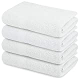 100% Cotton Bath Towels Set 27x52 Pack of 4 White Shower Towel for Bathroom Gym Towels Spa and Hotel Towel, Ring Spun Economical Cotton Towel Set