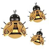 YIYA 3 PCS Metal Bee Wall Decor Bee Wall Art Decor for Outdoor Garden Lawn Fences Decor Office Bedroom Livingroom Home Decor