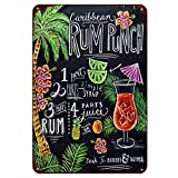 Rum Punch Cocktail Vintage Metal Tin Signs Bar Restaurant Pub Kitchen Wall Decoration,Formula Poster, Funny Home Decor,11.8 x 7.8 inches