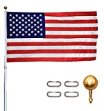 Titan Telescoping Flag Poles, 15ft Silver - Made in The USA Heavy Duty Flag Pole Kit with Anodized Aluminum Telescoping Flag Pole, 3 x 5 American Flag, Hardware for 2 Flags, Assembly Instructions