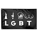 NINHAG LGBT Liberty Guns Beer Titties Outdoor Flags Home Garden Flag Decorative Flag 3X5 Foot Polyester