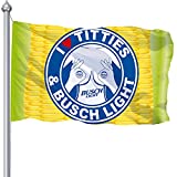 I Love Titties & Bush Light Flag 3x5 Ft, Funny Beer Flag For Man Cave Guys, Corn Latte Flags Banner With UV Fade Proof