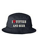 Go All Out One Size Navy Adult I Love Titties & Beer Embroidered Bucket Cap Dad Hat