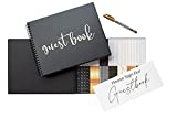 Wedding Guest Book Black Polaroid Album -Hardcover Photo Guestbook- Spiral Hardcover Book 10"x8 - Funeral, Bridal Shower, Baby Shower, Graduation Party, Registry Sign in with Marker, Stickers & Sign