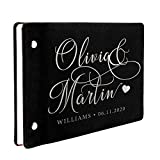 Wedding Guest Book, Personalized Leather Guest Book for Bride and Groom | Black | Customized Signing, Registry Book for Visitors, Bridal Shower, Party - 60 Pages, 9.5" x 6.1" D #3