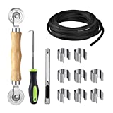 HOMWMPA Screen Repair Kit, 5 in 1 Screen Tool - Screen Roller Tool, Spline Removal Hook,Screen Clips, Retainer Spline (32 ft) and Screen Cutter for Replacing & Installing Door and Window Screens