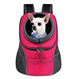 WOYYHO Pet Dog Carrier Backpack Puppy Dog Travel Carrier Front Pack Breathable Head-Out Backpack Carrier for Small Dogs Cats Rabbits ( M ( up to 10 lbs ) , Rose )