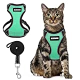 ALUZAEMO Cat Harness and Leash Set - Escape Proof Cat Vest Harness for Walking Travel Outdoor - Reflective Adjustable Soft Mesh Breathable Cat Body Harness for Small Medium Large Cat