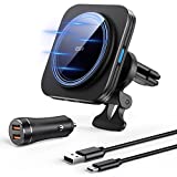 ESR HaloLock Magnetic Wireless Car Charger, Compatible with MagSafe, Air Vent Mount Compatible with iPhone 13/13 Pro/13 mini/13 Pro Max/12/12 Pro/12 mini/12 Pro Max, with 36W QC 3.0 Fast Car Charger