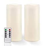 Homemory 10" x 4" Large Waterproof Outdoor Flameless Candles with Remote Control and Timer, Battery Operated Flickering LED Pillar Candles for Indoor Outdoor Lanterns, Porch, Long Lasting, Set of 2