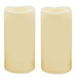 CANDLE CHOICE Waterproof Outdoor Battery Operated Flameless Candles with Timer Realistic Flickering Plastic Fake Electric LED Pillar Lights for Lantern Wedding Christmas Decorations 3x6 Inches 2 Pack