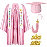 Preschool and Kindergarten Graduation Gown Cap Tassel Set with 2022 Charm Printed Stole for Kid Grad Gift(Pink, 30M)