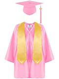 Aneco Preschool Kindergarten Graduation Gown Cap Set with 2022 Tassel and Graduation Sash for Child Size (Pink, Large)