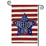 AVOIN Patriotic Watercolor Stripes Star Let Freedom Ring Garden Flag Double Sided, 4th of July Memorial Day Independence Day Yard Outdoor Decoration 12.5 x 18 Inch