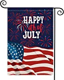 4th of July Garden Flag 1218 Inch - Memorial Day Independence Day Patriotic American Double Sided Welcome Burlap Flags Firework God Bless America