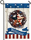 Atenia Burlap Garden Flag, Double Sided American Patriotic Garden Outdoor Yard Flags for 4th of July Decorations