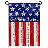 Artofy God Bless America 4th of July Home Decorative Garden Flag, House Yard American Stars Stripes Outside Decor, USA Patriotic Outdoor Small Burlap Decoration Double Sided 12 x 18
