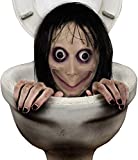 Costumeparty Costumeparty Momo Hacking Game Latex Full Head Mask with Hair Scary Horror Momo Challenge Halloween Cosplay Mask, Normal, adult