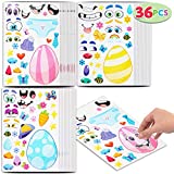 36 Pieces Easter Make A Face Sticker Sheets with Easter Eggs Themed Make Your Own Mix and Match Stickers Sheets, Easter Kids Party Favor Supplies Crafts