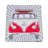 BRISA VW Collection - Volkswagen Samba Bus T1 Camper Van Picnic Blanket, Resistant & Waterproof with Carrying Bag (78.7 x 59 Inches/Samba Stripes/Red)