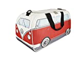 BRISA VW Collection - Volkswagen Samba Bus T1 Camper Van Sport, Gym, Travel Bag, Duffel with Shoe/Wet Compartment (Small/Red/Beige)