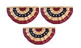 Briarwood Lane Tea Stained Patriotic Bunting USA 36"x18" (Set of 3) Pleated Banners w/Grommets