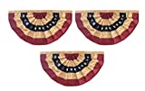 Briarwood Lane Tea Stained Patriotic Bunting USA 48"x24" (Set of 3) Pleated Banners w/Grommets